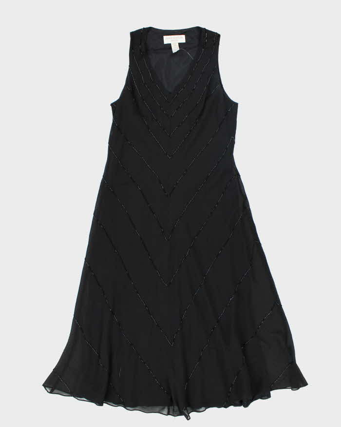Vintage 90s Jones New York Black Beaded Dress - M