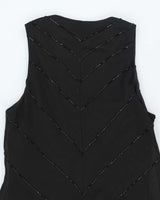 Vintage 90s Jones New York Black Beaded Dress - M