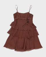 Vintage 90s Nine West Brown Silk Dress - S