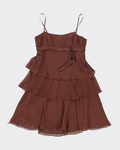 Vintage 90s Nine West Brown Silk Dress - S
