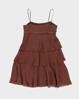 Vintage 90s Nine West Brown Silk Dress - S