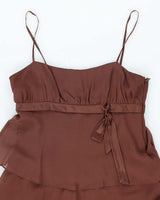 Vintage 90s Nine West Brown Silk Dress - S
