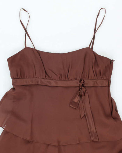 Vintage 90s Nine West Brown Silk Dress - S