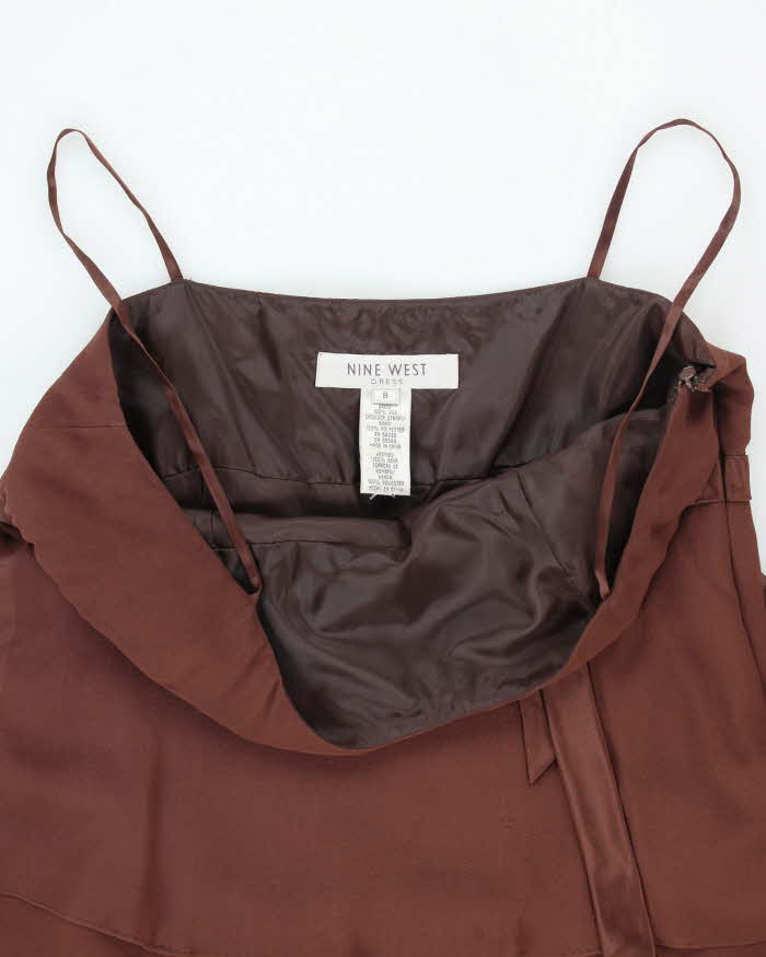 Vintage 90s Nine West Brown Silk Dress - S