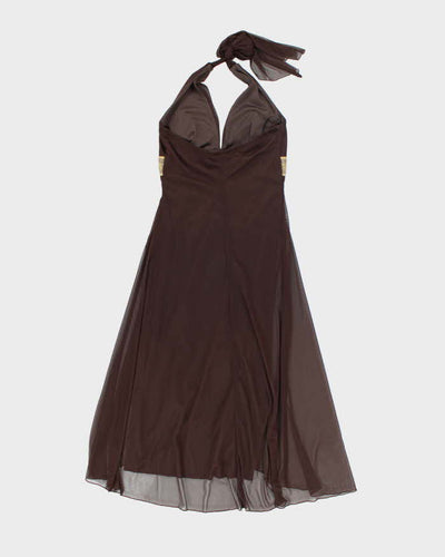 Y2k 00s Venus Brown Halter Neck Dress - S