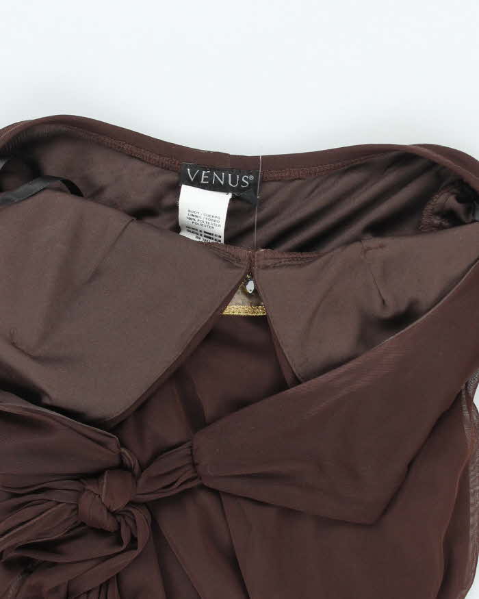 Y2k 00s Venus Brown Halter Neck Dress - S Rokit Y2k 00s Venus Brown Halter Neck Dress - S Rokit