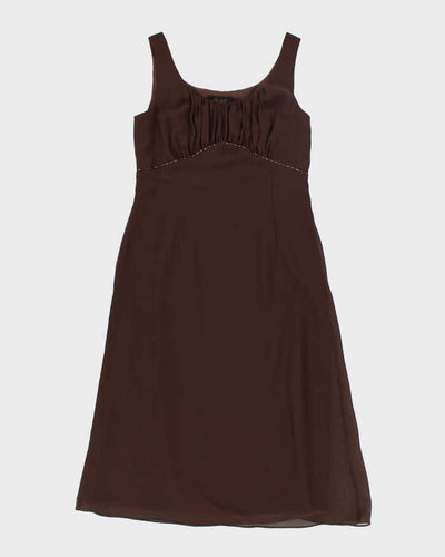 Y2k 00s Oblique Brown Dress - L