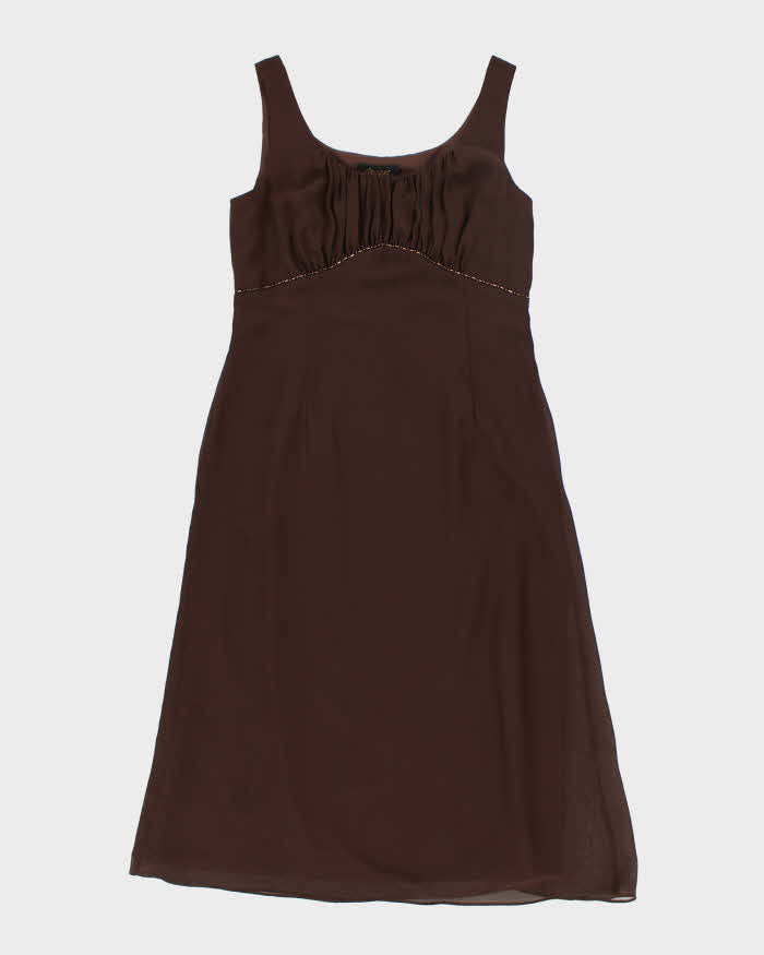 Y2k 00s Oblique Brown Dress - L