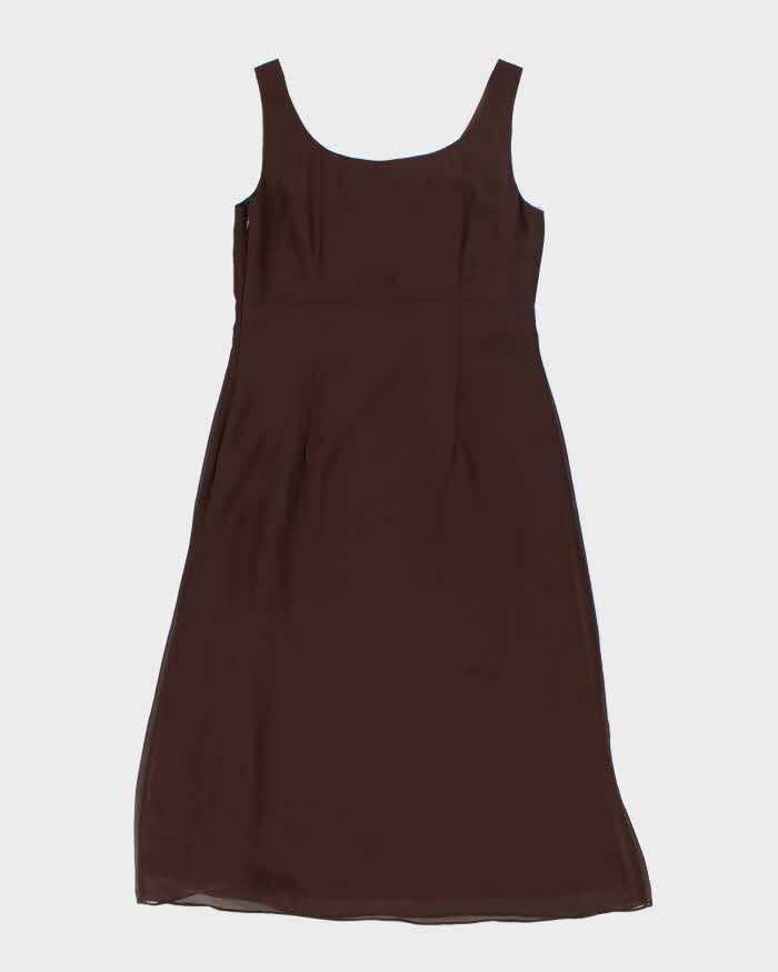 Y2k 00s Oblique Brown Dress - L