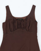 Y2k 00s Oblique Brown Dress - L