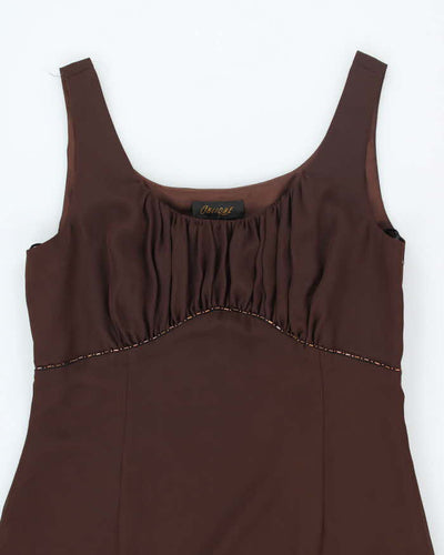 Y2k 00s Oblique Brown Dress - L