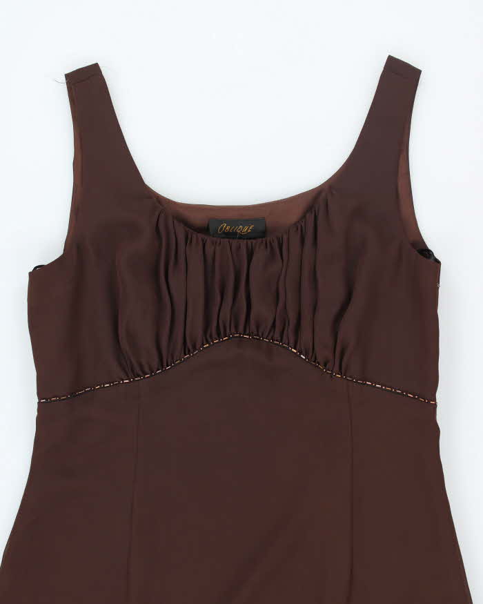 Y2k 00s Oblique Brown Dress - L