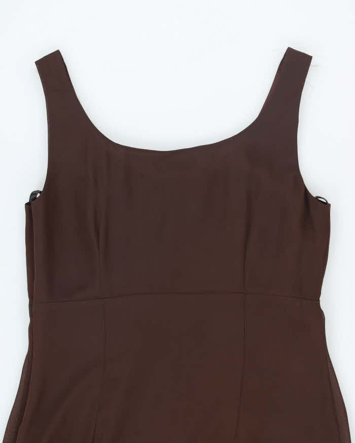 Y2k 00s Oblique Brown Dress - L