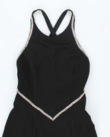 Vintage 90s Algo Black Backless Rhinestone Maxi Dress - XS