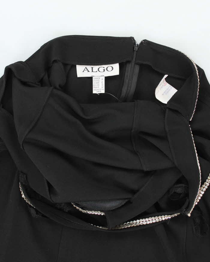 Vintage 90s Algo Black Backless Rhinestone Maxi Dress - XS