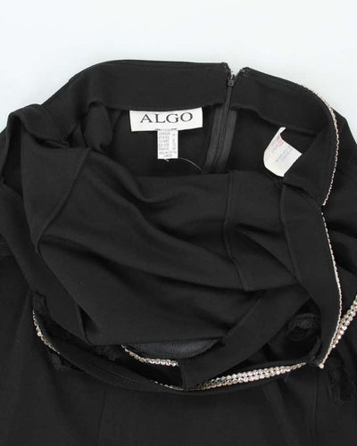 Vintage 90s Algo Black Backless Rhinestone Maxi Dress - XS