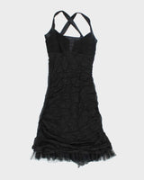 Y2k 00s Ruched Ruffle Mesh Dress - M