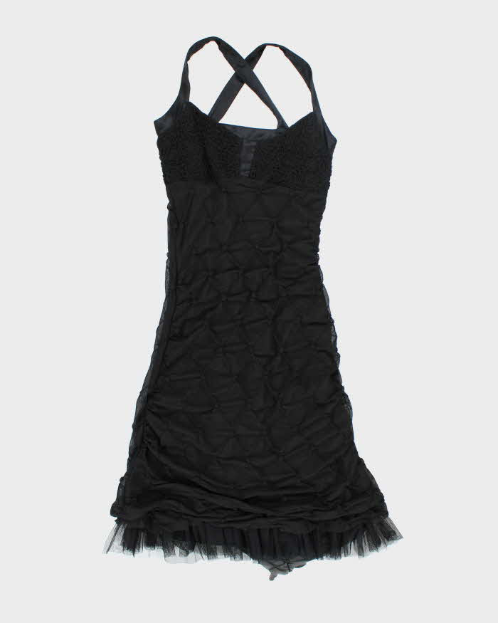 Y2k 00s Ruched Ruffle Mesh Dress - M