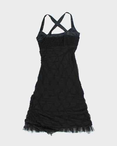 Y2k 00s Ruched Ruffle Mesh Dress - M