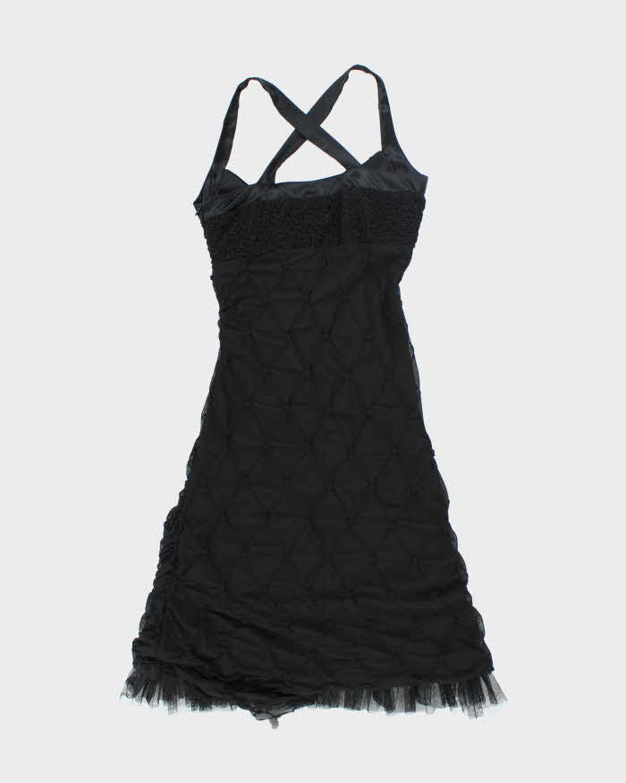Y2k 00s Ruched Ruffle Mesh Dress - M