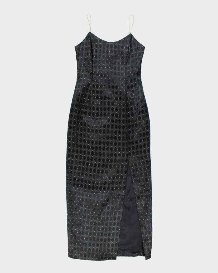 Vintage 90s Jessica McClintock Black Rhinestone Dress - M