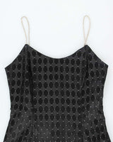 Vintage 90s Jessica McClintock Black Rhinestone Dress - M