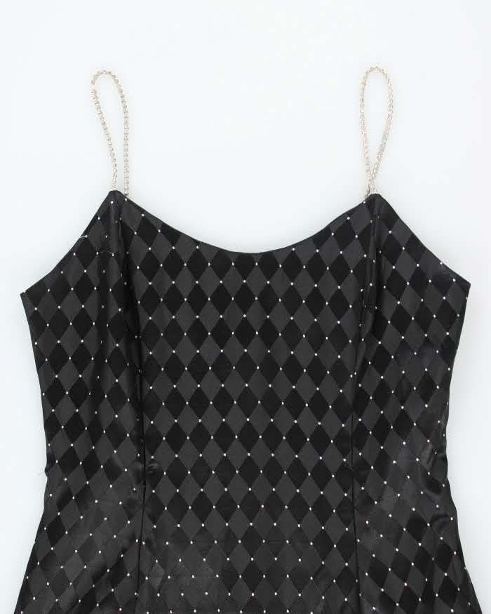 Vintage 90s Jessica McClintock Black Rhinestone Dress - M