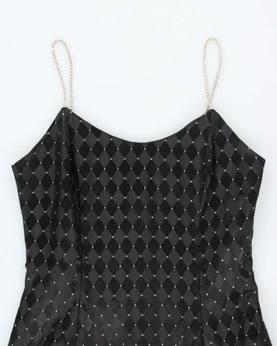 Vintage 90s Jessica McClintock Black Rhinestone Dress - M
