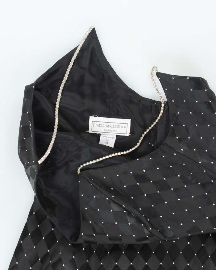 Vintage 90s Jessica McClintock Black Rhinestone Dress - M