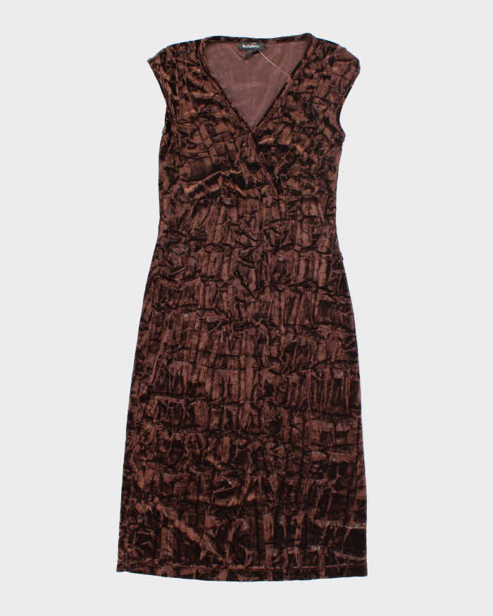 Y2k 00s Le Chateau Brown Velvet Dress - XS