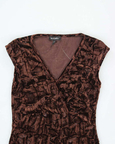Y2k 00s Le Chateau Brown Velvet Dress - XS