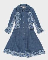 Vintage 90s Floral Denim Dress - S