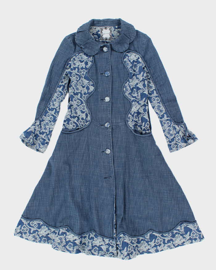 Vintage 90s Floral Denim Dress - S