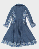 Vintage 90s Floral Denim Dress - S