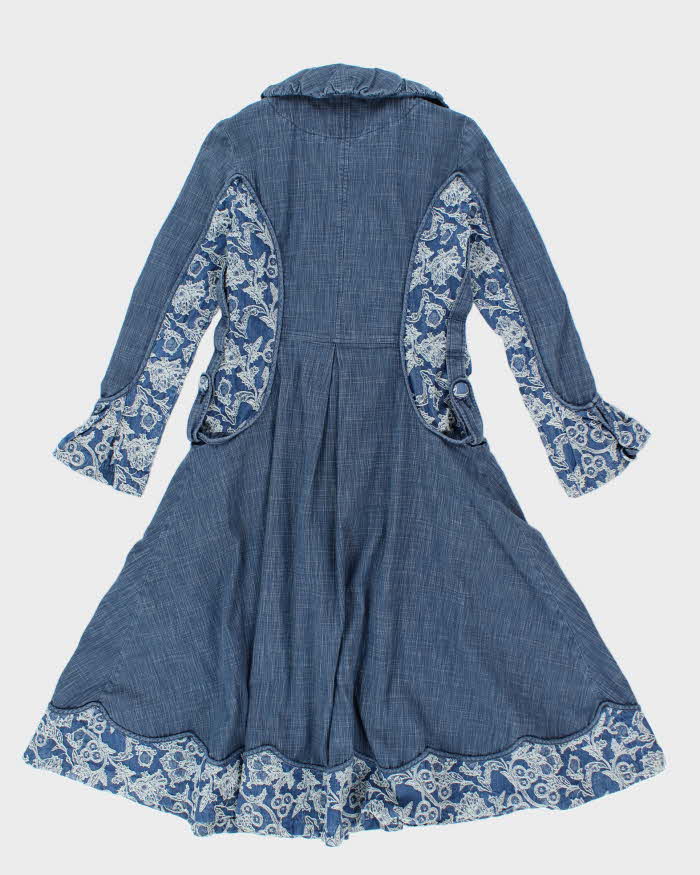 Vintage 90s Floral Denim Dress - S