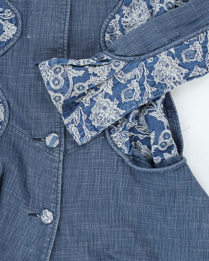 Vintage 90s Floral Denim Dress - S