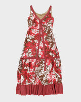 Vintage 00s Ect Silk Floral Maxi Dress - S