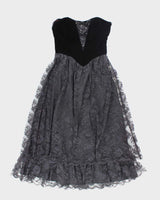 Vintage 90s Collections Velvet &amp; Lace Dress - S
