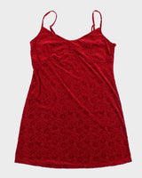 Vintage 90s Jessica Velvet Floral Slip Dress - XL