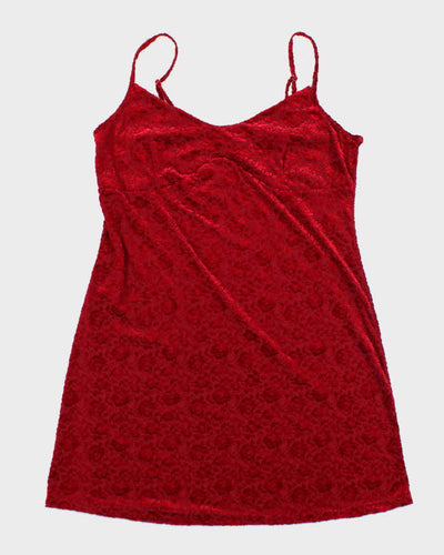 Vintage 90s Jessica Velvet Floral Slip Dress - XL
