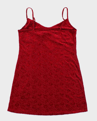 Vintage 90s Jessica Velvet Floral Slip Dress - XL
