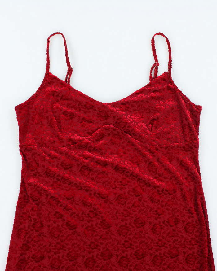 Vintage 90s Jessica Velvet Floral Slip Dress - XL