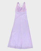 Vintage 90s Purple Lace-up Maxi Dress - S