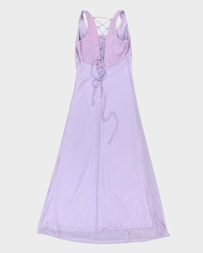 Vintage 90s Purple Lace-up Maxi Dress - S