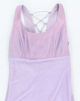Vintage 90s Purple Lace-up Maxi Dress - S