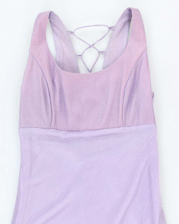 Vintage 90s Purple Lace-up Maxi Dress - S