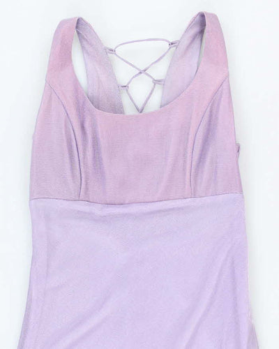 Vintage 90s Purple Lace-up Maxi Dress - S