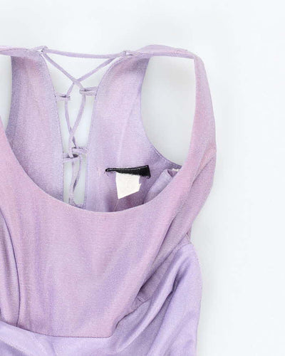 Vintage 90s Purple Lace-up Maxi Dress - S