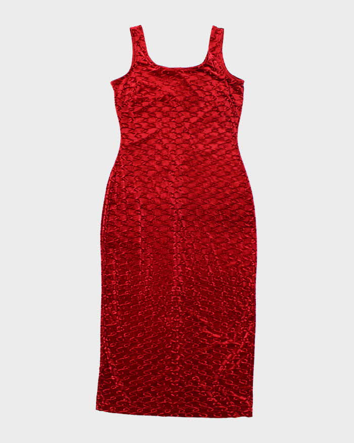 Vintage 90s Jessica Velvet Red Dress - M