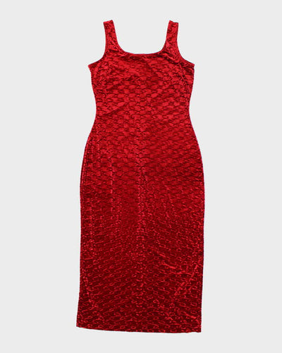 Vintage 90s Jessica Velvet Red Dress - M